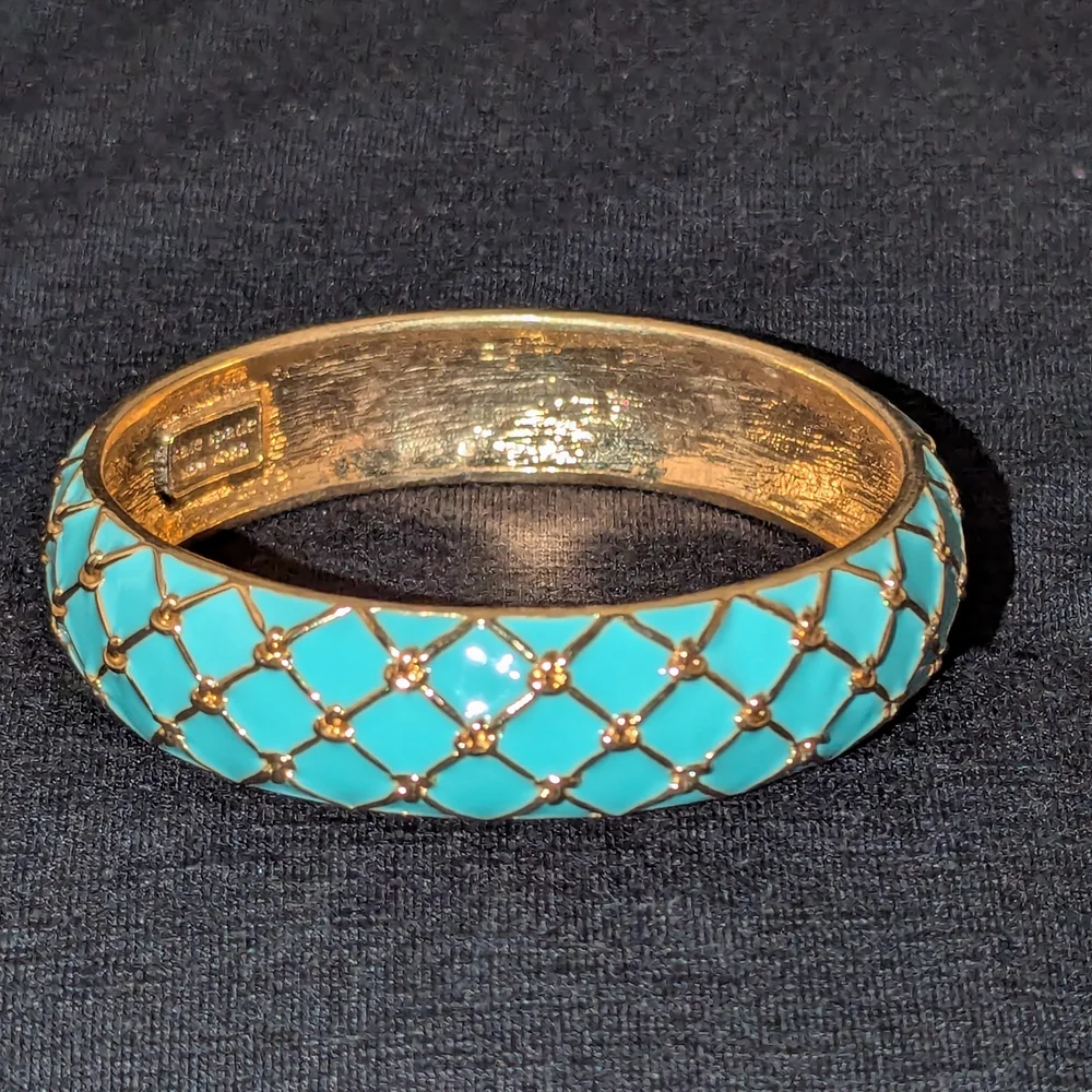 Kate Spade Cape Cod Mariner Blue Bangle Bracelet Gold Tone 8' - Picture 4 of 5